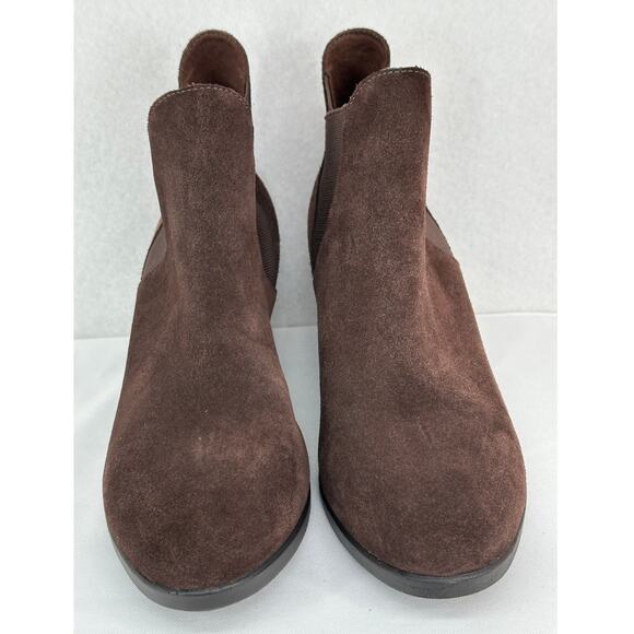 Crocs NWOT Leigh Wedge Heel Espresso Brown Suede Chelsea Ankle Fall Boots 10 - Picture 4 of 10